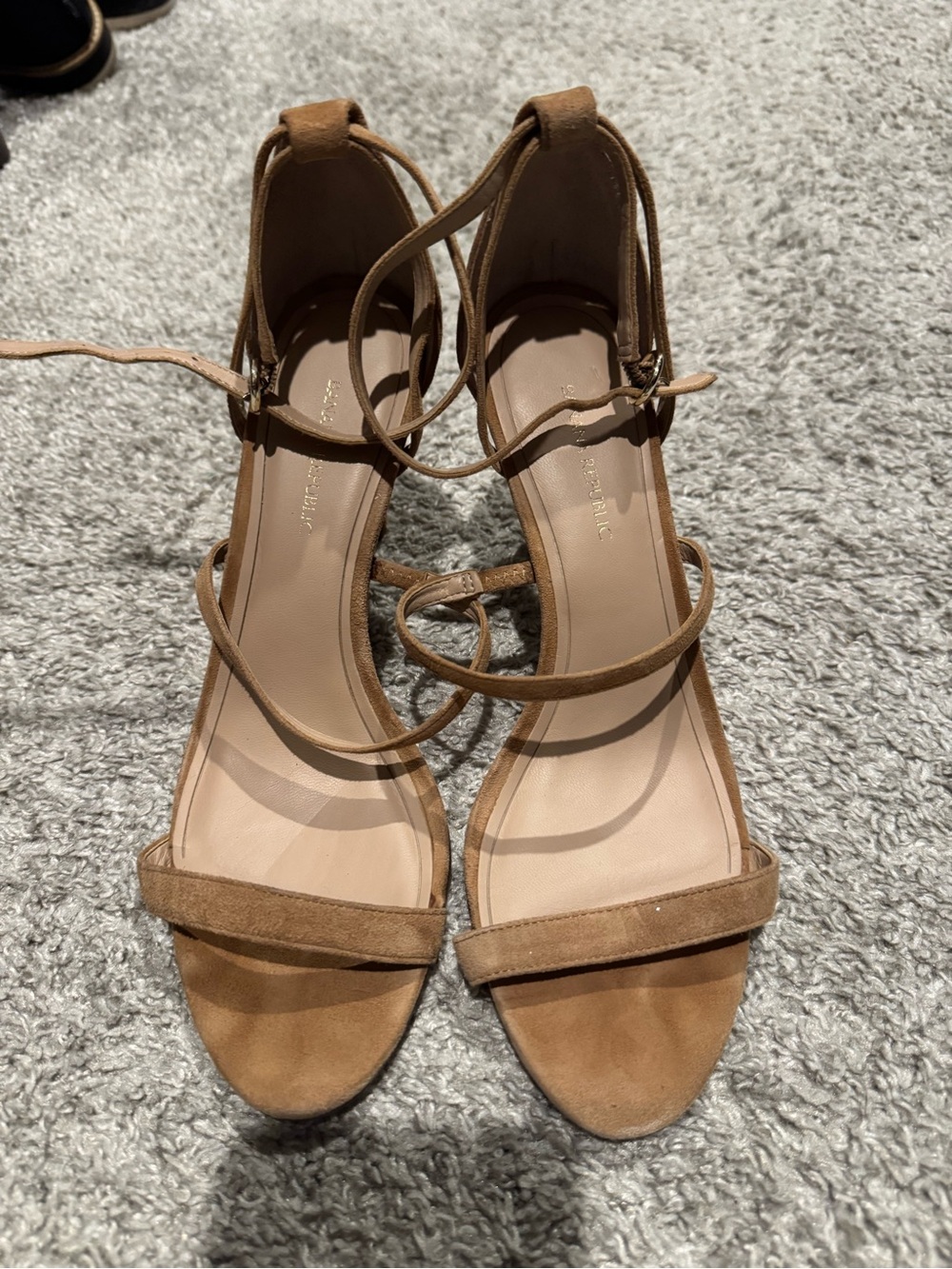 Banana Republic Tan Suede Ankle-Strap Heels